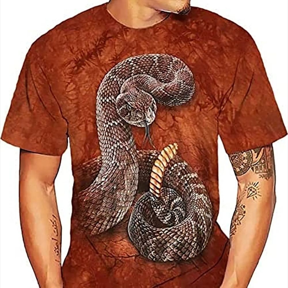 NWOT Rattlesnake Graphic Sublimation  Printed 3D-Look T-Shirt Sz XL